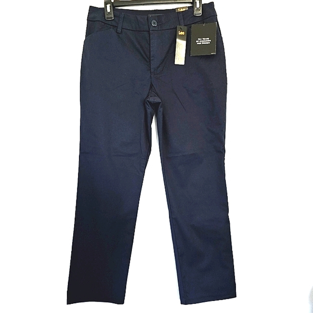 NWT Lee 8 Short Imperial Blue Relax Fit Straight leg Mid Riser Career Work Pants